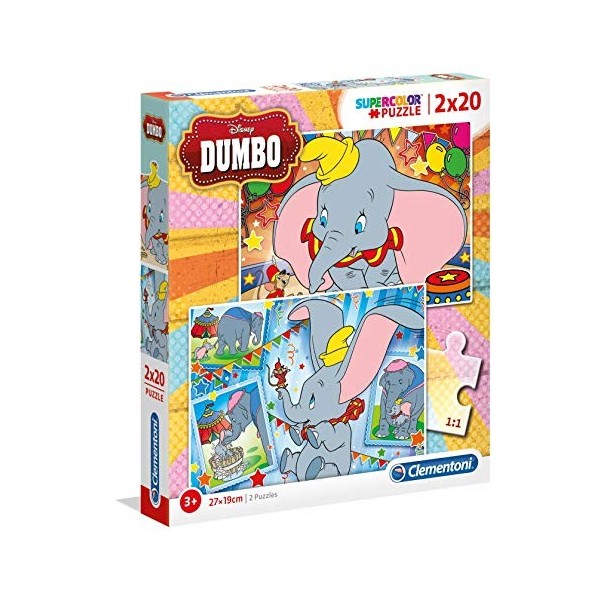 Clementoni Disney Clementoni-24756-Supercolor Collection-Dumbo-2 x 20 pièces, 24756, multicolore