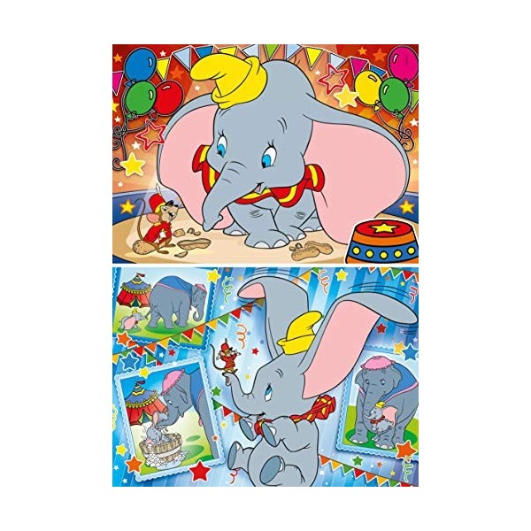 Clementoni Disney Clementoni-24756-Supercolor Collection-Dumbo-2 x 20 pièces, 24756, multicolore