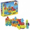 MEGA Bloks Le train des Lettres, jeu de blocs de construction, 60 pièces, jouet pour bébé et enfant de 1 à 5 ans, DXH35