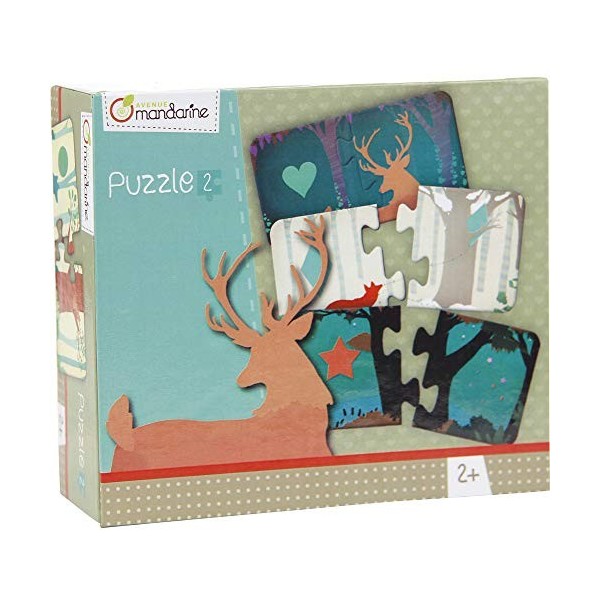 Avenue Mandarine 52594O - Une boite de 12 puzzles 2 pièces Les Formes 6x11 cm