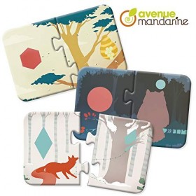 Avenue Mandarine 52594O - Une boite de 12 puzzles 2 pièces Les Formes 6x11 cm