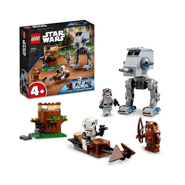 LEGO 75332 Star Wars at-St, Jeu de Construction, Marcheur, avec Minifigurines Scout Trooper, Ewok, Pistolets Blasters, Décora