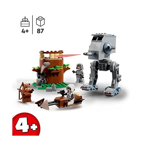 LEGO 75332 Star Wars at-St, Jeu de Construction, Marcheur, avec Minifigurines Scout Trooper, Ewok, Pistolets Blasters, Décora