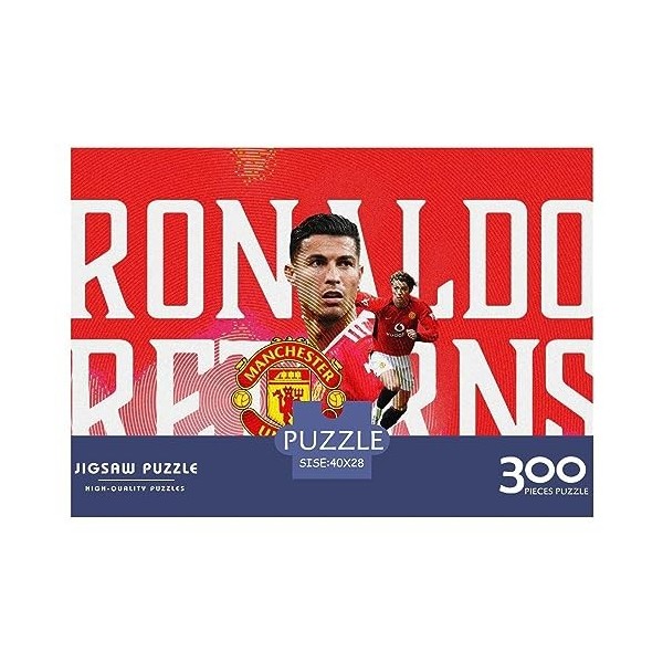 Puzzles pour Adultes 300 Pièces Cristiano Ronaldo Creative Puzzles Carrés pour Adultes Et Adolescents Planches en Bois Puzzle