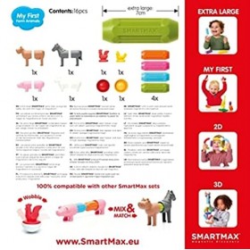 SMARTMAX - Les Animaux de la Ferme - My First Farm Animals - Jouet de Construction Magnétique - 6 Animaux à Assembler - pour 