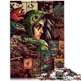 Puzzle Pixel Warrior pour Adultes, 1000 pièces, en Carton, Cadeaux de Noël, 10,27x14,96 Pouces