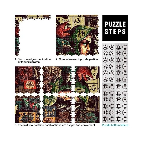 Puzzle Pixel Warrior pour Adultes, 1000 pièces, en Carton, Cadeaux de Noël, 10,27x14,96 Pouces