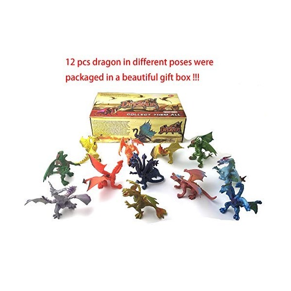 YIJIAOYUN 12 Pcs Créatif Flying Dragon Chiffres Beasties Cool Château Jouet Assorti De Styles pour des Fêtes ou des Bas en Pe