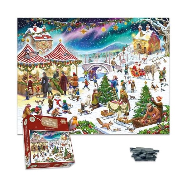 Puzzle de 1000 pièces – Foire du village de Noël enneigé par Rudolf Farkas – pour adultes – Puzzle le plus difficile, puzzle 