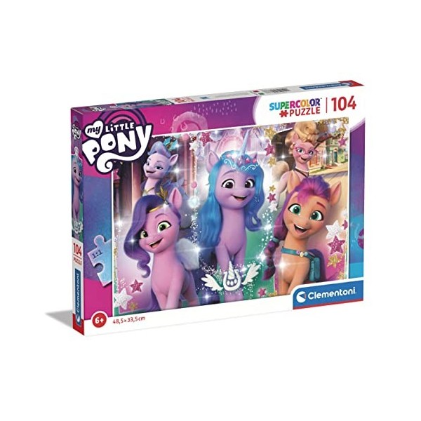 Clementoni- Puzzle My Little Pony 104pzs Does Not Apply Supercolor Pony-104 pièces, 6 Ans Enfant Dessin animé-fabriqué en Ita