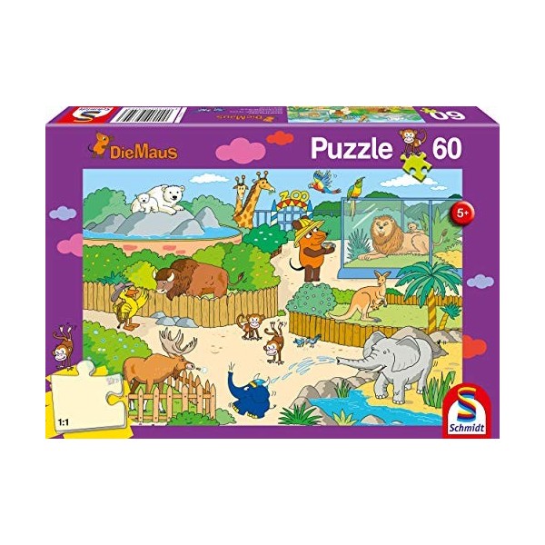 Schmidt Spiele Puzzle 56349 in Zoo La Souris Puzzle Enfant 60 Pièces Multicolore
