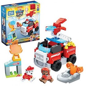 Mega Bloks La PatPatrouille : Le film, Camion de Pompier de Marcus, 32 blocs de construction et 2 figurines, jouet pour bébé