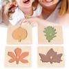 Agatige 4pcs Puzzle Feuille en Bois, Puzzle en Bois Feuilles Puzzles Préscolaires pour Au-Dessus de 3 Ans