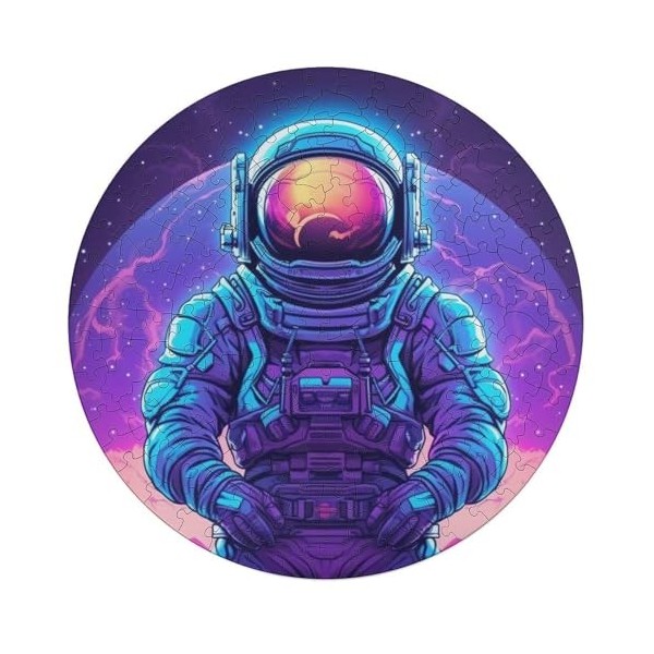 Neon Astronaut Rond Puzzle Adultes Amusant 68 Pièces Décoration De La Maison Soulagement du Stress Jeu Éducatif Jouet Jeu Int