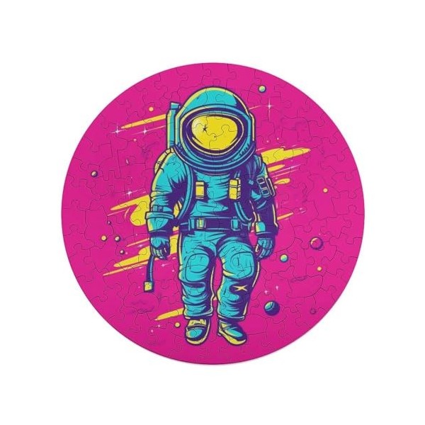 Neon Astronaut Rond Puzzle Adultes Amusant 68 Pièces Décoration De La Maison Soulagement du Stress Jeu Éducatif Jouet Jeu Int