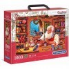 Clementoni- Christmas Collection-Santa Works-Valisette 1000 pièces, Noel-fabriqué en Italie, Puzzle Adulte, 39584, Multicolor