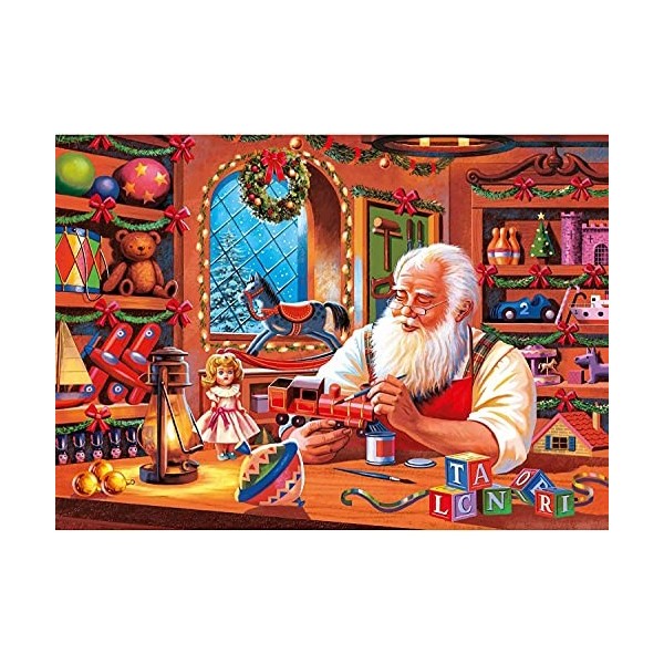 Clementoni- Christmas Collection-Santa Works-Valisette 1000 pièces, Noel-fabriqué en Italie, Puzzle Adulte, 39584, Multicolor