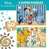 Educa - 2x50 Classics Disney, 2 Puzzles de Bois écologique résistant avec 50 pièces chacune, Amusement Double départ, Mesure 