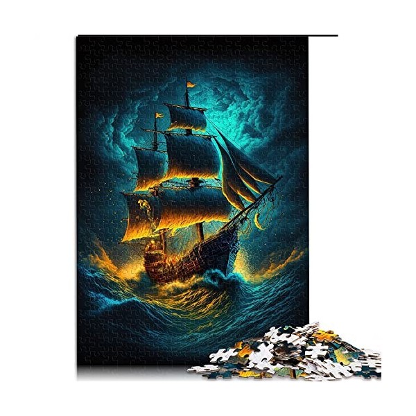 Puzzles 1000 Pièces pour Adultes Puzzles Bateau Pirate pour Adultes Puzzles en Carton Puzzles pour Adultes Cadeaux （Taille 26