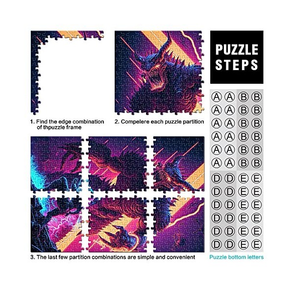 Puzzle 1000 pièces pour Adultes Puzzles Neon Slayer Puzzles en Carton Jeu de Puzzle Familial （Taille 26x38cm）