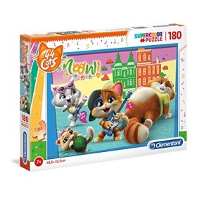 Clementoni Supercolor Puzzle-44 Cats-180 pièces-puzzle enfant-fabriqué en Italie, 7 ans et plus, 29763, Multicolore