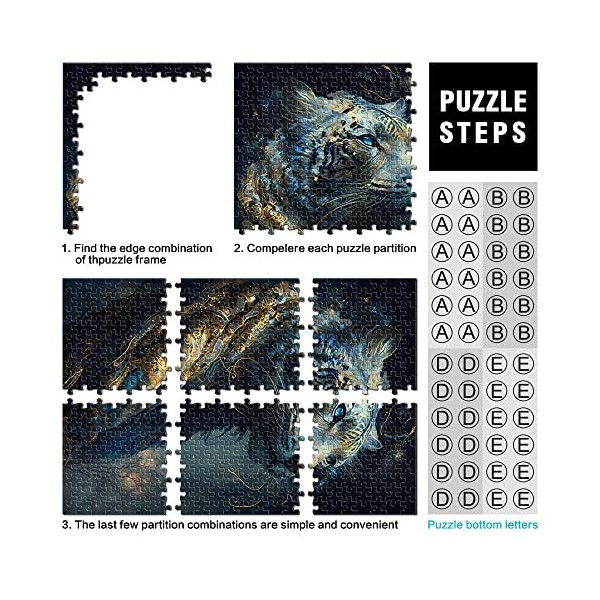 1000 Pièces Puzzles Tigre Puzzle pour Adultes Puzzles en Carton Jeu Éducatif pour Enfant Adulte Taille 26x38cm 
