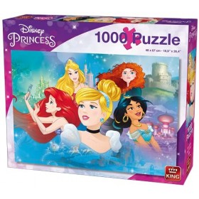 King Puzzle Princesses Disney 1000 pièces, 55992, Carton Bleu
