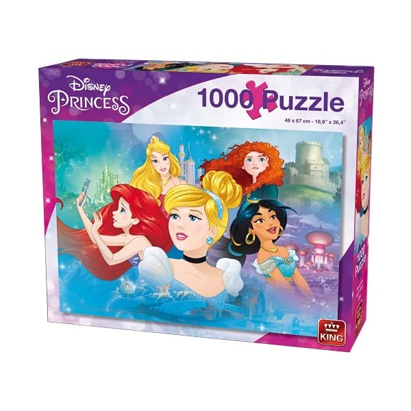 King Puzzle Princesses Disney 1000 pièces, 55992, Carton Bleu