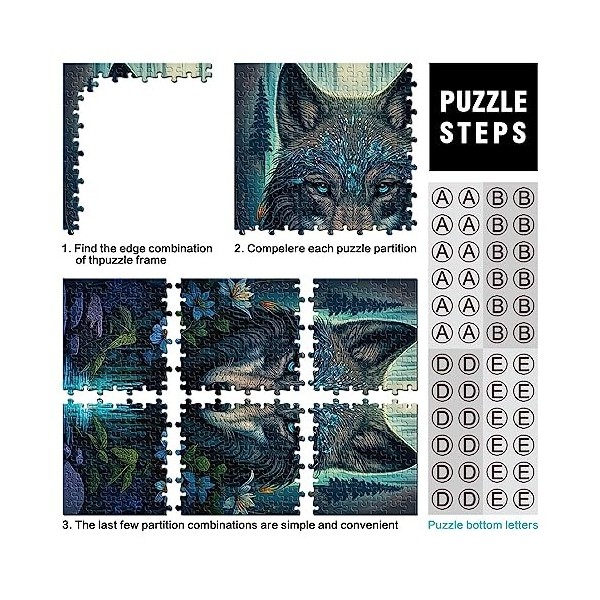 Puzzle Mandala Loup dans la Jungle 1000 pièces pour Adultes Planche 100% recyclée de qualité supérieure Cadeau danniversaire