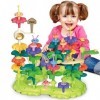 Veluoess Jouets de Construction de Jardin de Fleurs, 93 PCS Jouet de Construction de Fleurs, Jeu de Construction Créatifs Édu