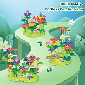 Veluoess Jouets de Construction de Jardin de Fleurs, 93 PCS Jouet de Construction de Fleurs, Jeu de Construction Créatifs Édu