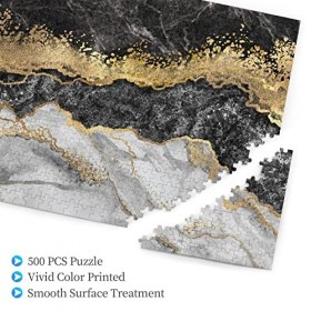 Puzzle en bois avec impression marbre noir blanc doré 500 pièces pour adulte cadeau danniversaire