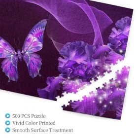 Magnifique puzzle en bois avec imprimé floral et papillon violet - Puzzle amusant de 500 pièces pour adulte - Cadeau dannive