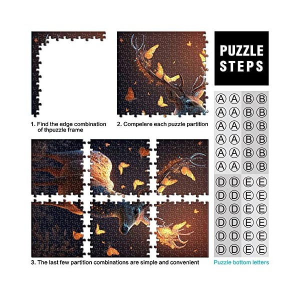 Puzzle 1000 pièces Papillons fantastiques Cerf Puzzle pour Adultes Puzzles en Carton Puzzles pour Enfants Cadeaux （Taille 26x
