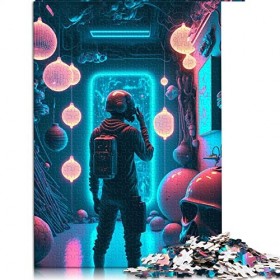 Puzzle 1000 pièces pour Adultes Neon Space Fighter Puzzles Puzzles en Carton Jeu Difficile （Taille 26x38cm）