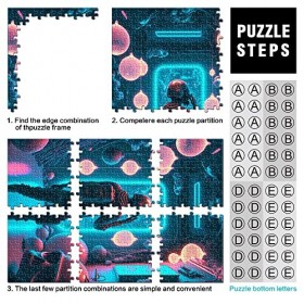 Puzzle 1000 pièces pour Adultes Neon Space Fighter Puzzles Puzzles en Carton Jeu Difficile （Taille 26x38cm）