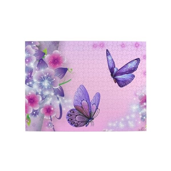 Puzzle en bois avec imprimé papillons et fleurs - Puzzle amusant de 500 pièces pour adulte - Cadeau danniversaire