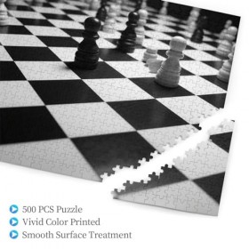 Puzzle en bois noir et blanc avec impression damier - Puzzle amusant de 500 pièces pour adulte - Cadeau danniversaire