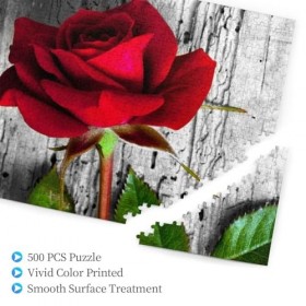 Puzzle personnalisé en bois imprimé rose rouge en fleurs 500 pièces pour adulte cadeau danniversaire