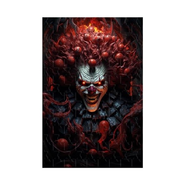 Puzzle en Bois pour Adulte 1000 pièces,pour Un Sourire de Clown démoniaque, aux Yeux sinistres Brillants D . 120 