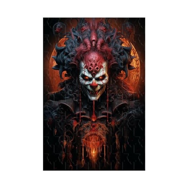 Puzzle en Bois pour Adulte 1000 pièces,pour Un Sourire de Clown démoniaque, aux Yeux sinistres Brillants D . 120 