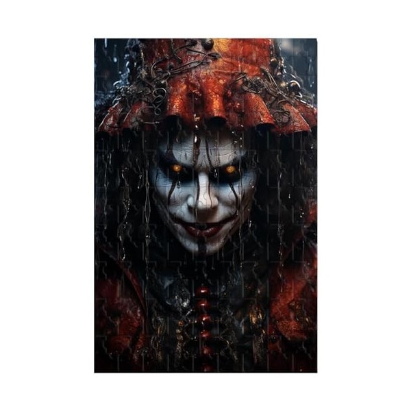 Puzzle en Bois pour Adulte 1000 pièces,pour Un Sourire de Clown démoniaque, aux Yeux sinistres Brillants D . 120 