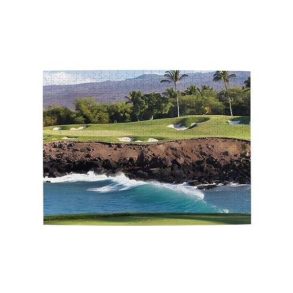 Hawaii Beach Golf Course Print Puzzle Puzzle personnalisé en bois Puzzle amusant 500 pièces pour anniversaire adulte