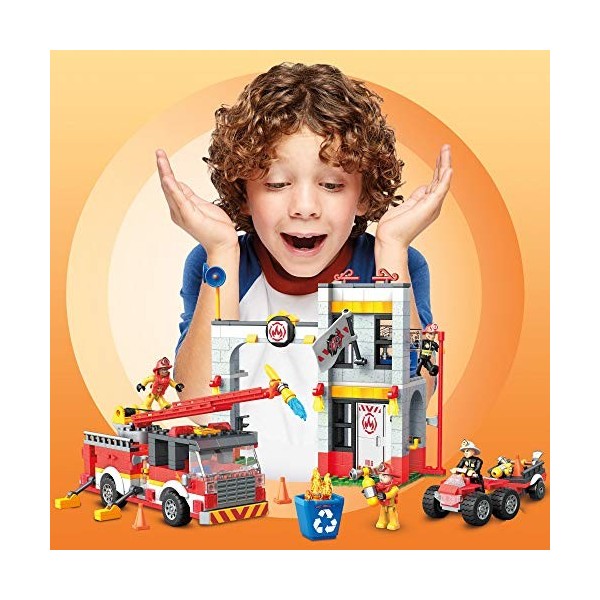 Mega Construx Caserne de Pompiers à Construire, Jeu de Construction, 522 Pièces, pour Enfant dès 5 ans, GLK56