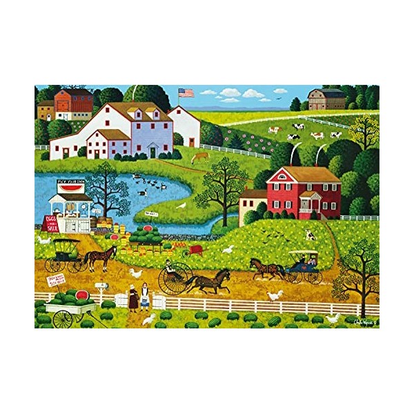 Buffalo Games - Charles Wysocki – Jolly Hill Farms – Puzzle de 300 pièces de grande taille