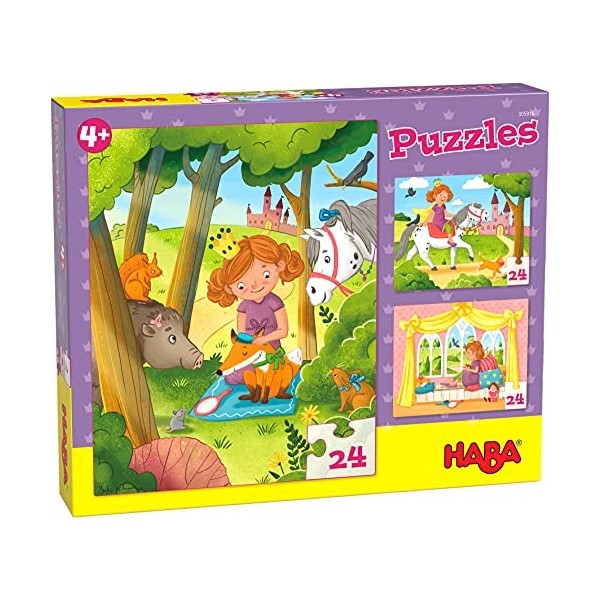 HABA 305916 Puzzles Princess Valerie- 3 Enchanting themes, 24 piece puzzle, Ages 4 years and up