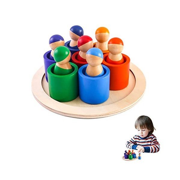 Promise Babe Jouets en Bois Montessori pour Enfants,38 PCS Forêt Arbres Pierres empiler Pierres déquilibre Pierres de Constr