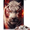 Puzzles pour Adultes Tigres Blancs de feu Rouge 1000 pièces Puzzles pour Adultes Cadeaux pour Adultes Cadeaux Puzzles en cart