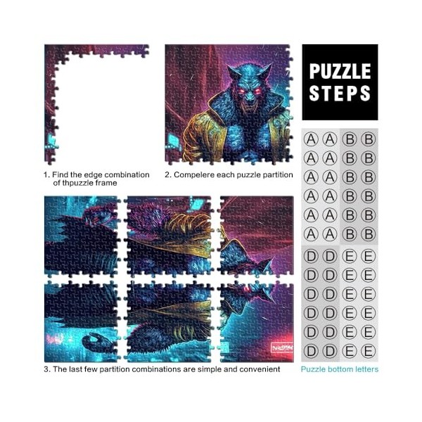 Puzzles Night Stalker Loup-Garou Puzzle 1000 pièces pour Adultes et familles Puzzles en cartonŒuvre dart Cadeau Taille : 26 