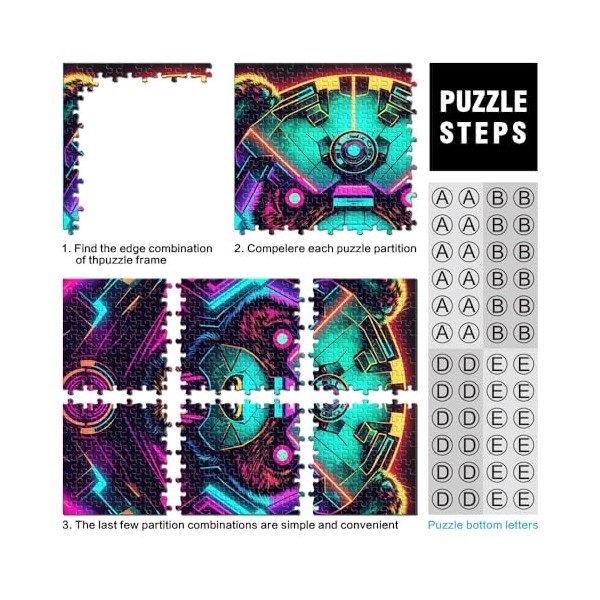 Puzzles pour Adultes Ours néon 1000 pièces Puzzles pour Adultes et Enfants à partir de 12 Ans Puzzles en Carton Jouets éducat